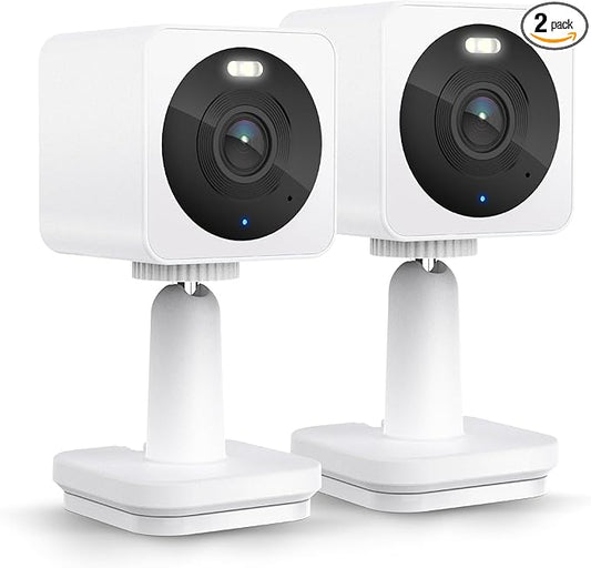 WYZE Cam OG Indoor/Outdoor 1080p Wi-Fi Smart Home Security Camera with Color Night Vision, Motion Detection, 2-Way Audio, Compatible with Alexa & Google, White (2-Pack), Free Expert Setup