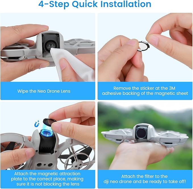 Skyreat Neo ND Filter Set,Multi-Coated Magnetic ND Filters Compatible for DJI Neo Drone Accessories -5 Pack (UV, ND8, ND16, ND32, ND64)