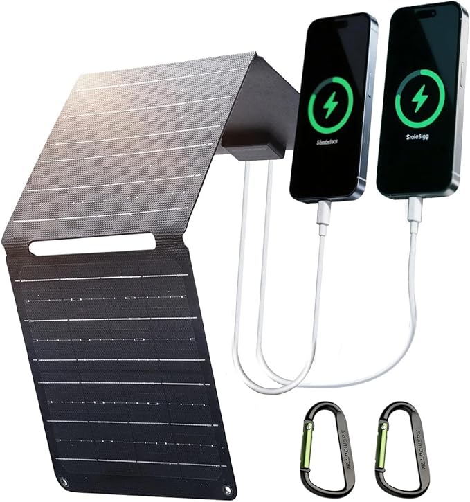 ALLPOWERS SP001 21W Portable Solar Panel Charger, High-Efficiency 22-25% Folding Solar Panel for Camping, RV, Home, and Outdoor Use with Dual USB Outputs（SP001-21W