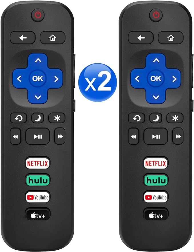 【Pack of 2】 for Roku-TV-Remote-Replacement,Universal Control for TCL,ONN, Hisense Roku TVs