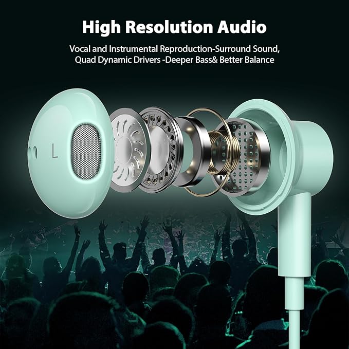 USB C Headphones for iPhone 17 Air 16e 16 Pro Max 15 Plus, Type C Headphone Wired Earbuds with Mic HiFi Magnetic Sport Earphone for iPad Pro Air Samsung Flip Fold 6 Galaxy S25 S24 S23 OnePlus 13 12 9