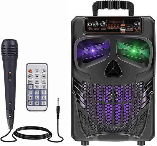 Portable Bluetooth Speaker with Subwoofer Wireless Speakers Outdoor/Indoor Big Support Remote Control FM Radio TF Card LED Lights MP3 Player Party for Home Camping iPhone Computer PC (B-S08)