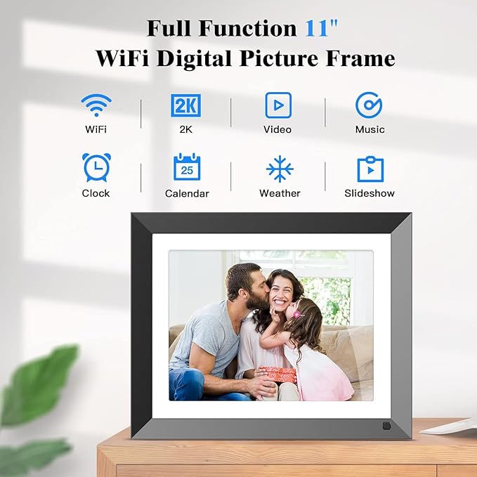 FULLJA Dual-WiFi Digital Photo Frame - 11-inch 32GB 2K Smart Digital Picture Frame, Motion Sensor, Full Function, Sharing Photos and Videos via App/Email Instantly, Unlimited Cloud Storage