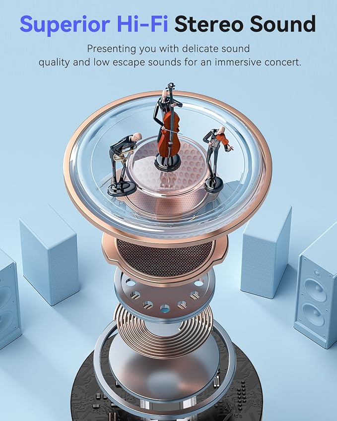 Bluetooth Headphones True Wireless Earbuds 42H Playback LED Power Display Earphones with Charging Case IPX7 Waterproof in-Ear Ear Buds with Mic for Sports, Rose Gold