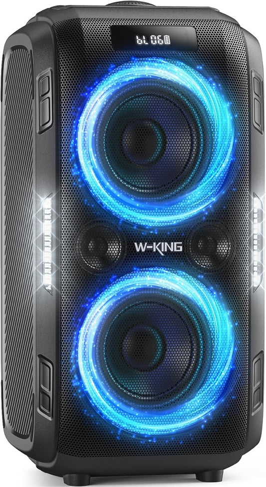 W-KING 270W PEAK Party Large Bluetooth Speaker Loudest Boom Box/12 Custom Bass/Massive 125dB 6.5''x2 Subwoofer Deepest Bass, Big Portable Speaker Wireless, IPX5/MIC&GTR in/USB/TF/AUX,Removable Battery