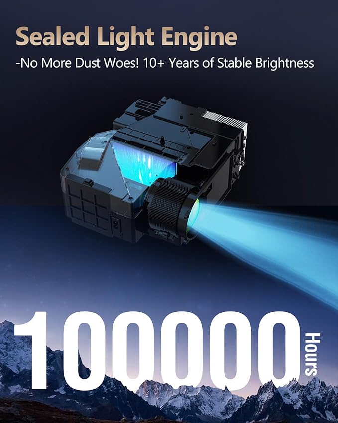 4K Smart Daytime Projector,1500 ANSI,Built-in NETFLIX,16000:1 Contrast,300" Display WIFI Bluetooth,Ultra HD HDR10+,38W Speaker,Ideal Home Theater Outdoor Movie Gaming Office Projector,Manual Focus