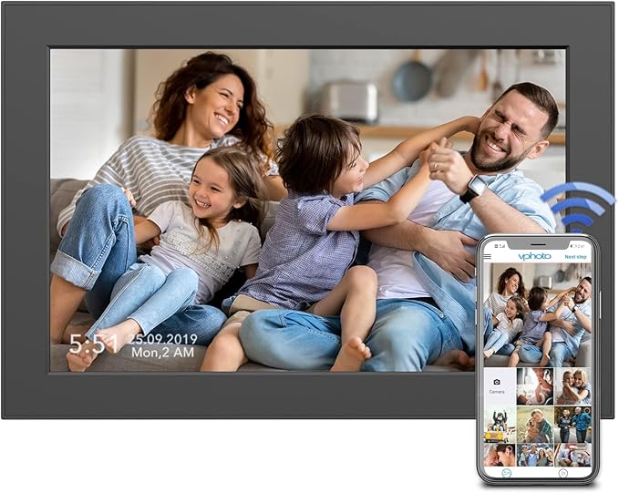 Digital Photo Frame 10.1-Inch WiFi Digital Picture Frame - 1280x800 IPS Touch Screen, 16GB, Auto Rotate, Motion Sensor, Easy Setup to Share Photos/Videos via VPhoto APP - Gift for Family and Friends