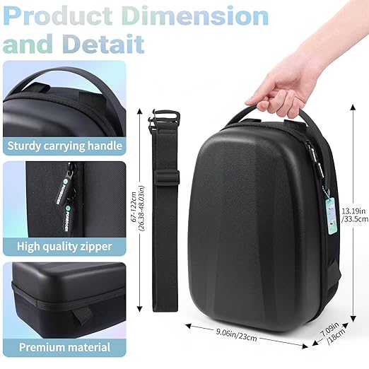FOREGOER Hard Carrying Case for Meta Quest 3/3S/Oculus Quest 2, Large Space Compatible with BOBOVR S3 Pro/M3 Pro/Kiwi Design Battery Head Strap and All Accessories, Ideal for Travel and Home Storage