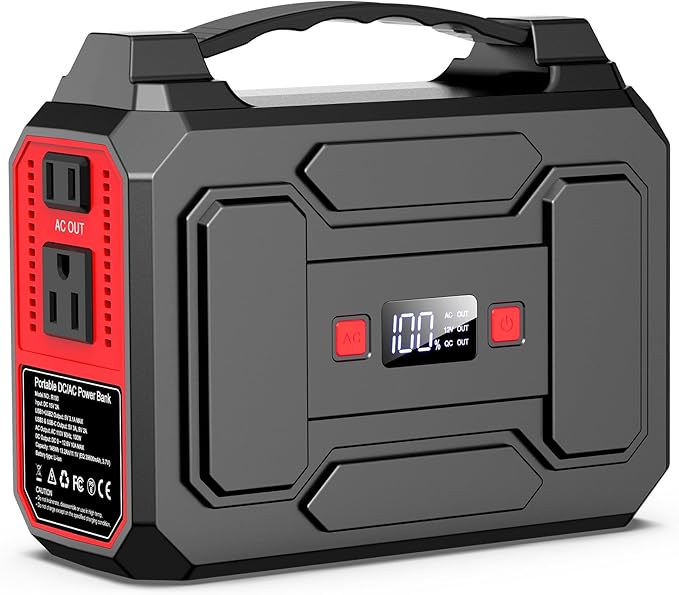 Apowking Portable Power Station Bank 146Wh 200W Peak(100W Rated), Solar Powered Power Bank with AC Outlet 110V for Camping, Solar Charger Power Bank Battery Pack 39600mAh for Home Outdoor Emergency