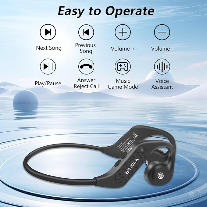 BANIGIPA Open Ear Headphones Wireless Bluetooth, Upgraded 5.3 Bluetooth Headphones with Microphone for Cell Phones, Waterproof Wireless Headset for Running, Cycling, Hiking, Driving,10 Hrs Playtime