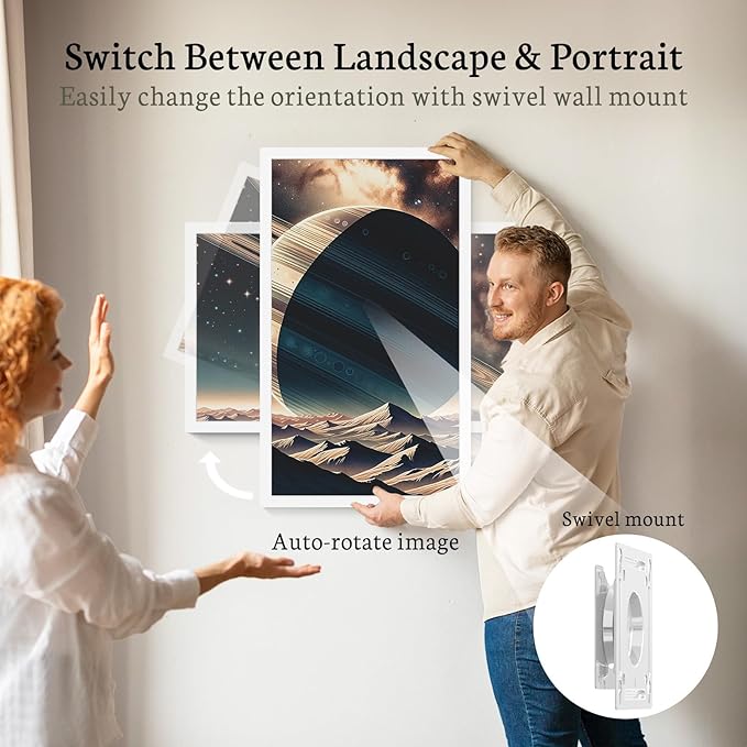 BSIMB Large Digital Picture Frame 24 Inch, 1920x1080 FHD WiFi Digital Photo Frame Electronic 32GB Display, Wall Mount Included, Share Pictures/Videos via App Easy Setup Gifts for Mom(Non-Touch), White