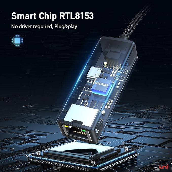 uni USB C to Ethernet Adapter with 100W Charging Port, RJ45 to USB C 1Gbps Type-C Gigabit Ethernet LAN Network Adapter Power Delivery PD for Laptop, MacBook Pro/Air, Dell XPS, Chromebook, Surface book