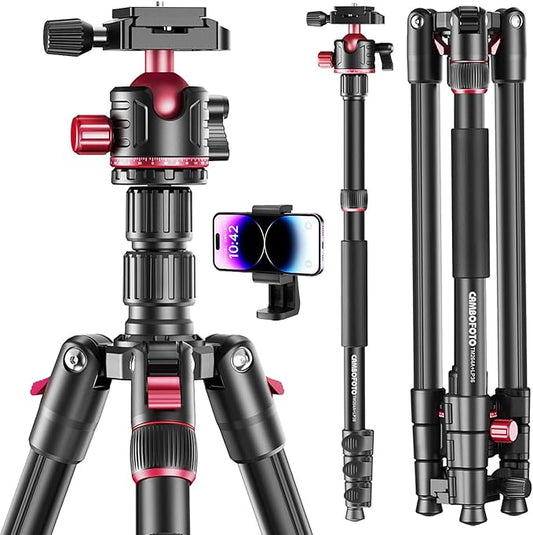 74-inch-Professional-Camera-Photography-Tripod, Ball Head Aluminum DSLR/SLR Tripod & Monopod with Carry Bag Compatible with Canon Nikon Binoculars Laser Telescope (Weight 3 Lbs, 13Lbs Load)