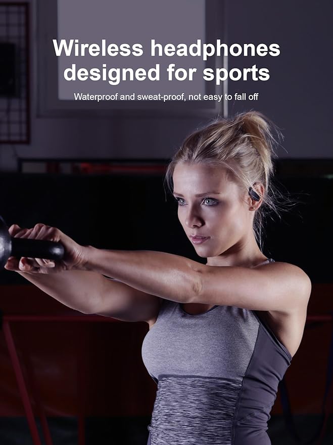 Wireless Earbuds Bluetooth 5.4 Headphones 53H Playtime Sport Earphones with LED Display,Over-Ear Buds Built in Mic in Ear Waterproof Headset for Workout Running Gaming - Blue