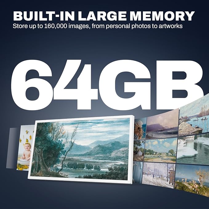 Extra Large Digital Picture Frame 32 inch, 1920x1080 FHD IPS WiFi Digital Photo Frame with Remote, 64GB Storage, Auto-Rotate, Instantly Share Photo/Video via Apps/Email, USB/Mirco SD, White