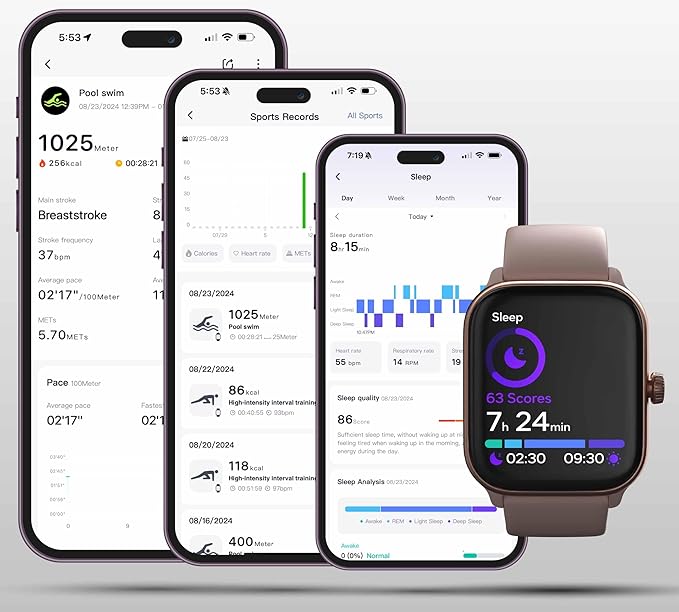 Spade & Co Health Smartwatch 4 - Smartwatch for Men & Women, Heart Rate, Sleep & SpO2 Monitor, Pedometer, Fitness Tracker, Answer/Make Calls IP68 Waterproof iOS & Android Compatible