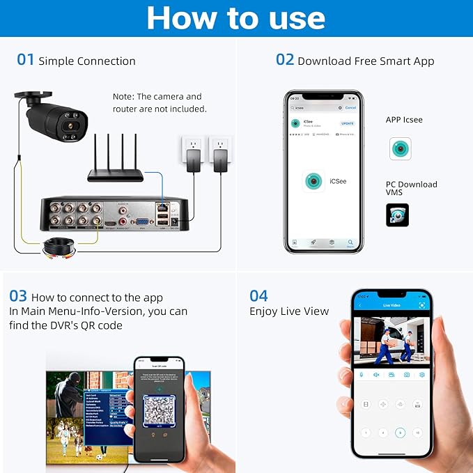 1080P 8CH Surveillance DVR Recorder H.265+ Standalone 6-in-1 CCTV Digital Video Recorder 8 Channel DVR for Security Camera Home Surveillance System, Mobile APP & PC Remote (No Hard Drive)
