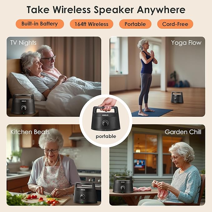 SIMOLIO 621D Plus Wireless Speakers for TV for Seniors - Bluetooth TV Speakers for Hard of Hearing, Elderly, 3 EQ Modes, Dialog Enhancer, Portable Speaker for TVs, 164ft Range, Bluetooth Connectivity