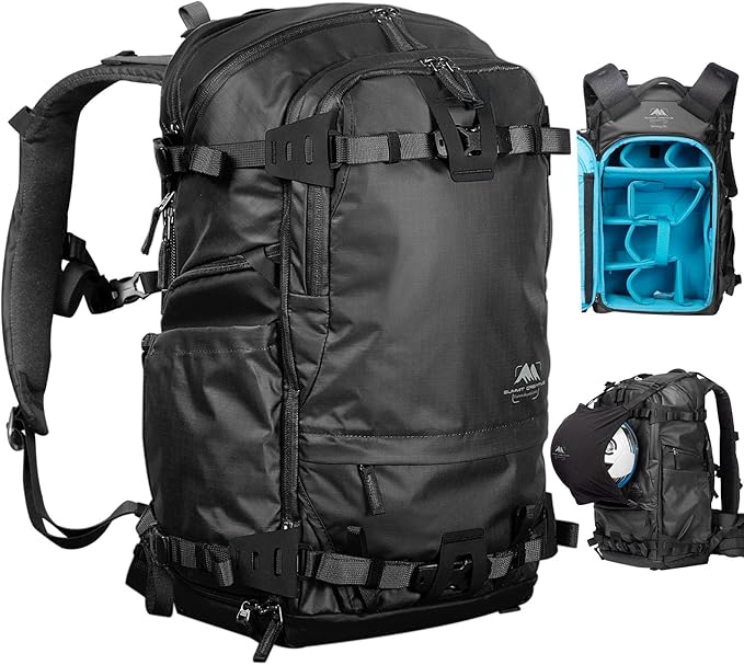 Tenzing 25L Camera Backpack with Rain Cover for Photographers 14 inch Laptop Compartment Waterproof Large Camera Bag for Drone,Cameras, Batteries, Lenses,Tripod(Black)