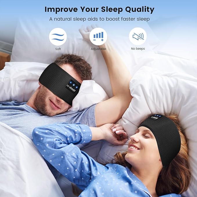 LC-dolida Sleep Headphones Bluetooth, Wireless Band Sleep Headphones Sleep with Thin HD Stereo Speakers Music Perfect for Side Sleepers, Sport,Travel Best Gifts for Men Women