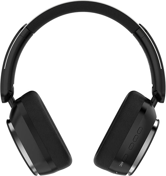 Remix 130H Playtime Bluetooth Over-Ear Wireless Headphones, ANC/ENC Active Noise Cancelling, Foldable Rotatable Lightweight Headphones with Microphone Type-C for Call Travel Sports (Black)