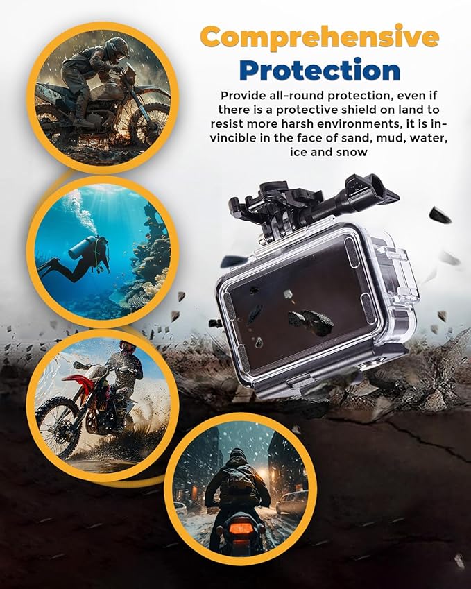 Waterproof House Case with Dive Filters Set for DJI Osmo Action 5 Pro/4/3, 60 m/197 ft Deep Diving Portective Case