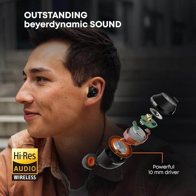 Beyerdynamic Amiron 300 True Wireless Noise Cancelling Earbuds, Multipoint Bluetooth® 5.3 with Active Noise Cancellation, Up to 10 Hours of Battery Runtime, Black