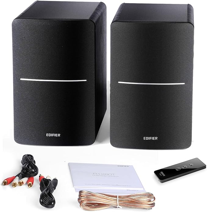 Edifier R1280T Powered Bookshelf Speakers - 2.0 Active Near Field Studio Monitor Speaker - Black - 42 Watts RMS
