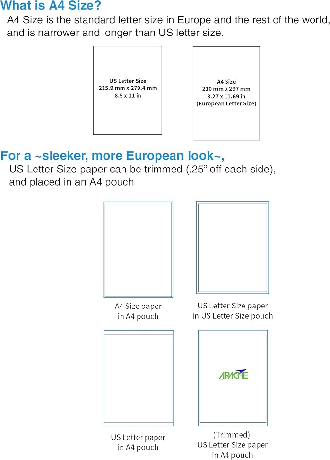 Apache Laminating Pouches 3 mil, for 8.5 x 11 inch Letter Size Paper, 9 x 11.5 inch Sheets, 100 Pack, Office and School Supplies, Thermal Laminator, Super Clear Sheets, 100-Pack, 3mil, Letter Sized