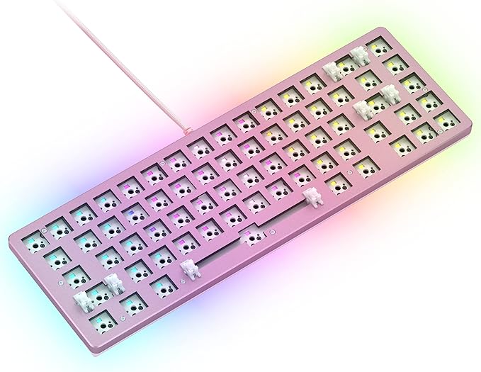 Glorious Gaming GMMK 2 Compact 65% Barebones (Frame Only) - Mechanical Gaming Keyboard Frame, Compact TKL Size (65%), Aluminium, Customisable, Per Key RGB, American QWERTY Layout - Pink