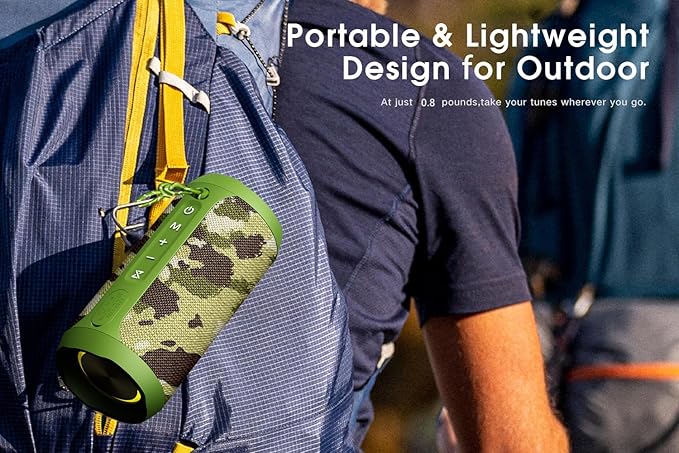 EDUPLINK Bluetooth Speaker, Portable Wireless Speakers, Waterproof Ipx7 Speaker, Music Box, TWS Pairing Stereo, Long Playtime for Girl, Maiden, Women, Girlfriend，Home, Travel, Camouflage