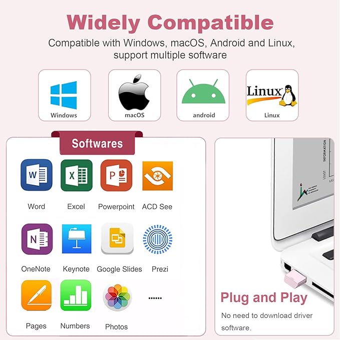 Norwii N26 Wireless Presentation Clicker, Presentation Remote, PowerPoint Clicker with Pointer for PowerPoint Presentations, Power Point Clicker Wireless Presenter Remote - Pink