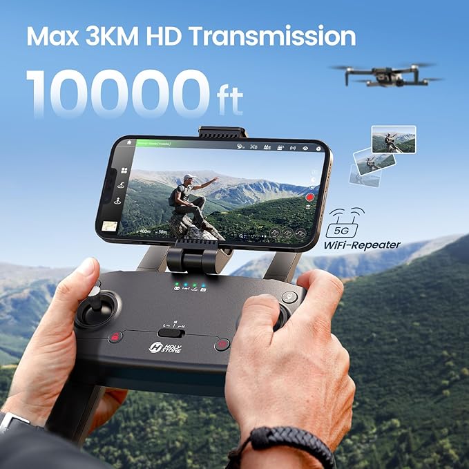 Holy Stone HS720S GPS Drone with Camera for Adults 4K Video, under 249g, 5G 2KM Tranmisson, Smart Fly, Follow Me, 2 Batteries 42-Min Flight Time, Auto Return, Beginner Friendly Mode