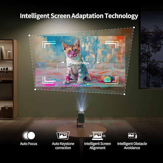 WEMAX Projector, Google TV Projector with Licensed Netflix, 320 ISO Lumens, 4K Support Smart Movie Projector with Adjustable Stand, Native 1080P with WiFi and Bluetooth Home Theater Projector