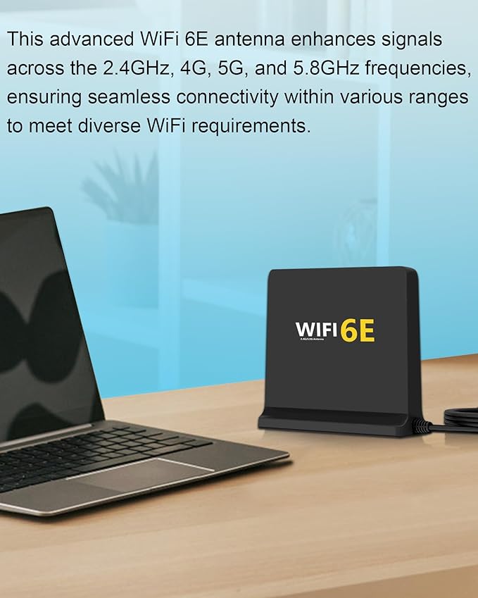 12dBi Tri-Band WiFi Antenna with TS9 Connector - Enhanced 2.4GHz, 5GHz, and 5.8GHz Signal Boosting - Includes 6FT Extension Cable & Magnetic Base - Compatible with Nighthawk M6