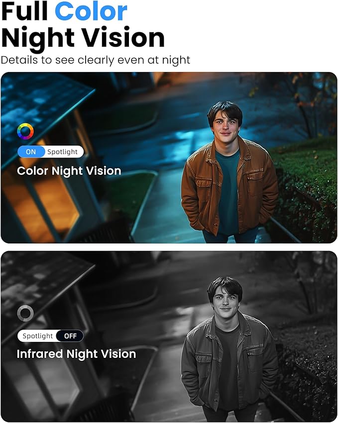 2K Solar Camera Outdoor Wireless, WiFi Cameras for Home Security with Solar Panel, Spotlight Color Night Vision, AI Motion Detection, Siren Alarm, 2-Way Talk, IP66, Cloud/SD Storage 2 Pack