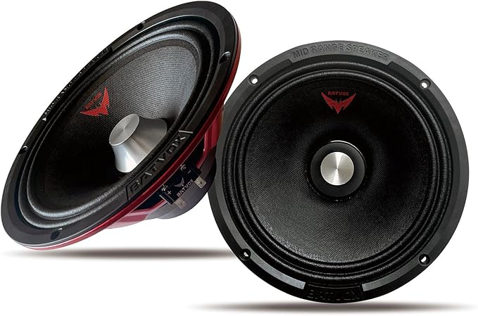 MX80S3 Midrange Loudspeaker 8" Silver Bullet, 600W Max, 4 Ohms, Premium Quality Audio Door Speakers for Car or Truck Stereo Sound System, Black (2 Speaker)