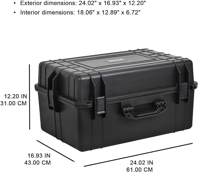 MEIJIA Portable Waterproof Protective Case,Hard Camera Case,Customized Fit Foam Inserted, Elegant Black,Fit for Camera, Equipments, Lens,Drones(Black)