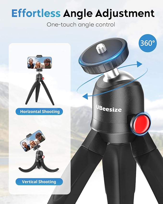 UBeesize Flexible Tripod for iPhone and Samsung with Remote and Phone Holder, Ideal for Video Recording, Vlogging, and Selfies, Compatible with Canon and Sony Cameras