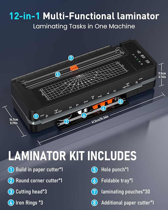 Qfun 3-10 Mil Thermal Laminator Machine 11x17 Heavy Duty Lamination Machine 4-Roller Commercial Laminating Machine 13 inch for Teacher, Large Laminate Machine with Laminating Sheets for Office School