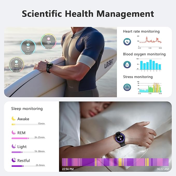 Blackview Smart Watch for Women Men (Make/Answer Calls),1.43''AMOLED Touchscreen Fitness Tracker with 100+ Sports Modes, Heart Rate/SpO2/Sleep Monitor/2 Straps, Smartwatch for iPhone & Android