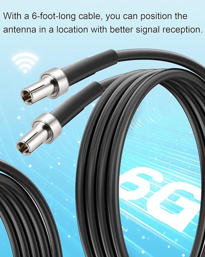 12dBi Tri-Band WiFi Antenna with TS9 Connector - Enhanced 2.4GHz, 5GHz, and 5.8GHz Signal Boosting - Includes 6FT Extension Cable & Magnetic Base - Compatible with Nighthawk M6