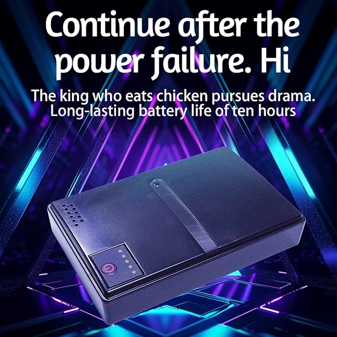 UPS Power Supply, 10400mAh Battery Backup Power Supply, 36W USB 5V DC 5V 9V 12V POE 15V 24V 6 Outlets, Small Lightweight for Security Camera Router (US Plug)