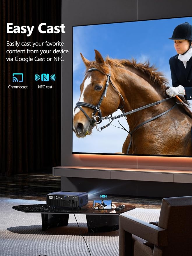 WiFi Bluetooth Smart Home Theater Projector 4K Ultra HD LED High Lumens 1700 ANSI Daytime Movie Gaming Video Proyector HDR10+ Android TV with Apps,Dolby Audio,Auto Focus,HDMI ARC for Ceiling/Room