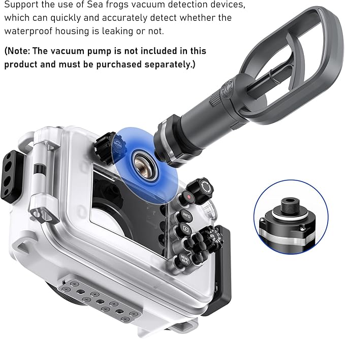 Seafrogs 60m/195ft Underwater Camera Housing for Olympus TG-6 – Waterproof Case with 52mm & 67mm Thread, Dual Fiber Optic Ports, Leak Detection, Stainless Steel Mounting Plate (TG-6-white)