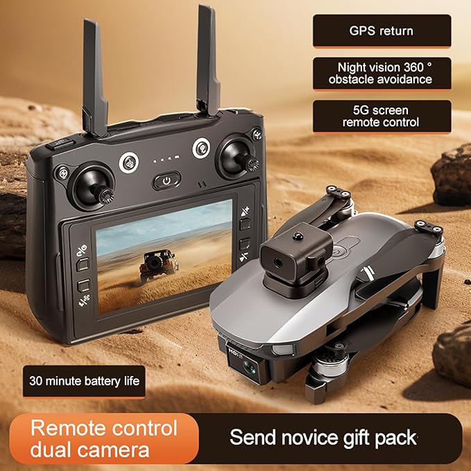 4.5-inch Screen Display Drone with GPS, Dual Cameras and Foldable Design – Model S186GPS (2 batteries)