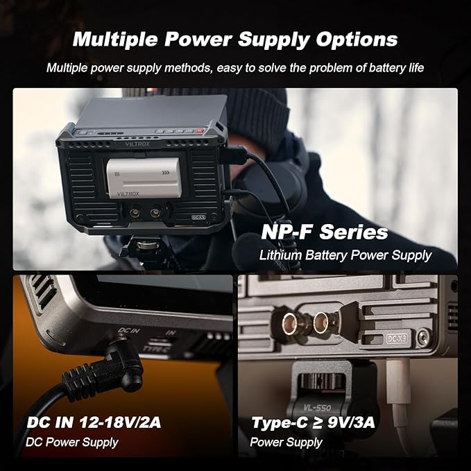 VILTROX DC-X3 6" Camera Field Monitors DCX3 for DSLR Touchscreen External Monitor 4k 2000nits X3 Monitor for Sony Canon Nikon 3D LUT 1920x1080 IPS with Sunshield 2200 MAh Battery