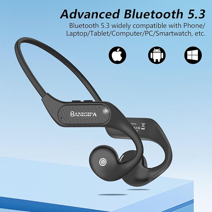 BANIGIPA Open Ear Headphones Wireless Bluetooth, Upgraded 5.3 Bluetooth Headphones with Microphone for Cell Phones, Waterproof Wireless Headset for Running, Cycling, Hiking, Driving,10 Hrs Playtime