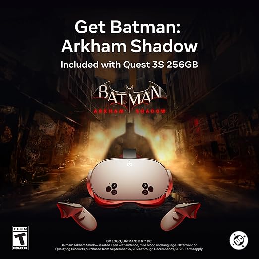 Meta Quest 3S 256GB | Batman: Arkham Shadow Included — 30+ Games Included with Meta Horizon+ Access with Starter Bundles — Play More for Less