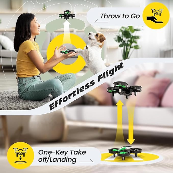 Holy Stone Mini Drone for Kids and Beginners, Indoor Outdoor Quadcopter Plane for Boys Girls with Auto Hover, 3D Flips, 3 Batteries, Headless Mode, Great Gift Toy for Boys and Girls, HS210 Green